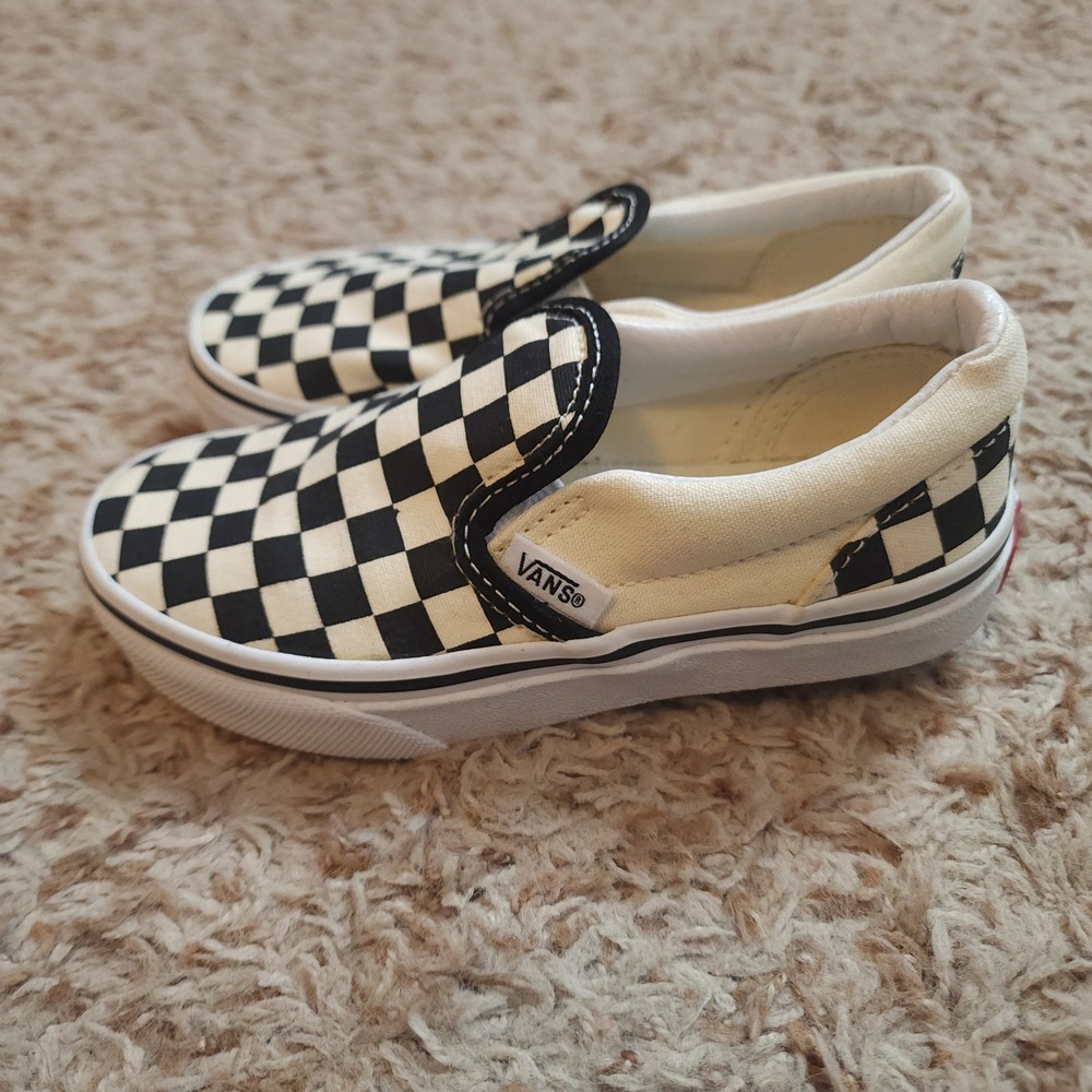 Vans Classic Slip-On Kids Size 11.5 Black White Checkerboard Skate Shoes - Picture 6 of 10